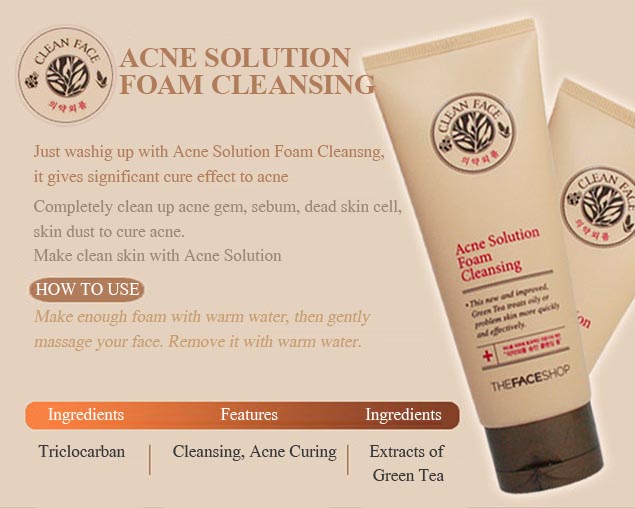 Sữa rửa mặt trị mụn và ngăn ngừa mụn Clean Face Acne Solution Foam Cleansing TheFaceShop